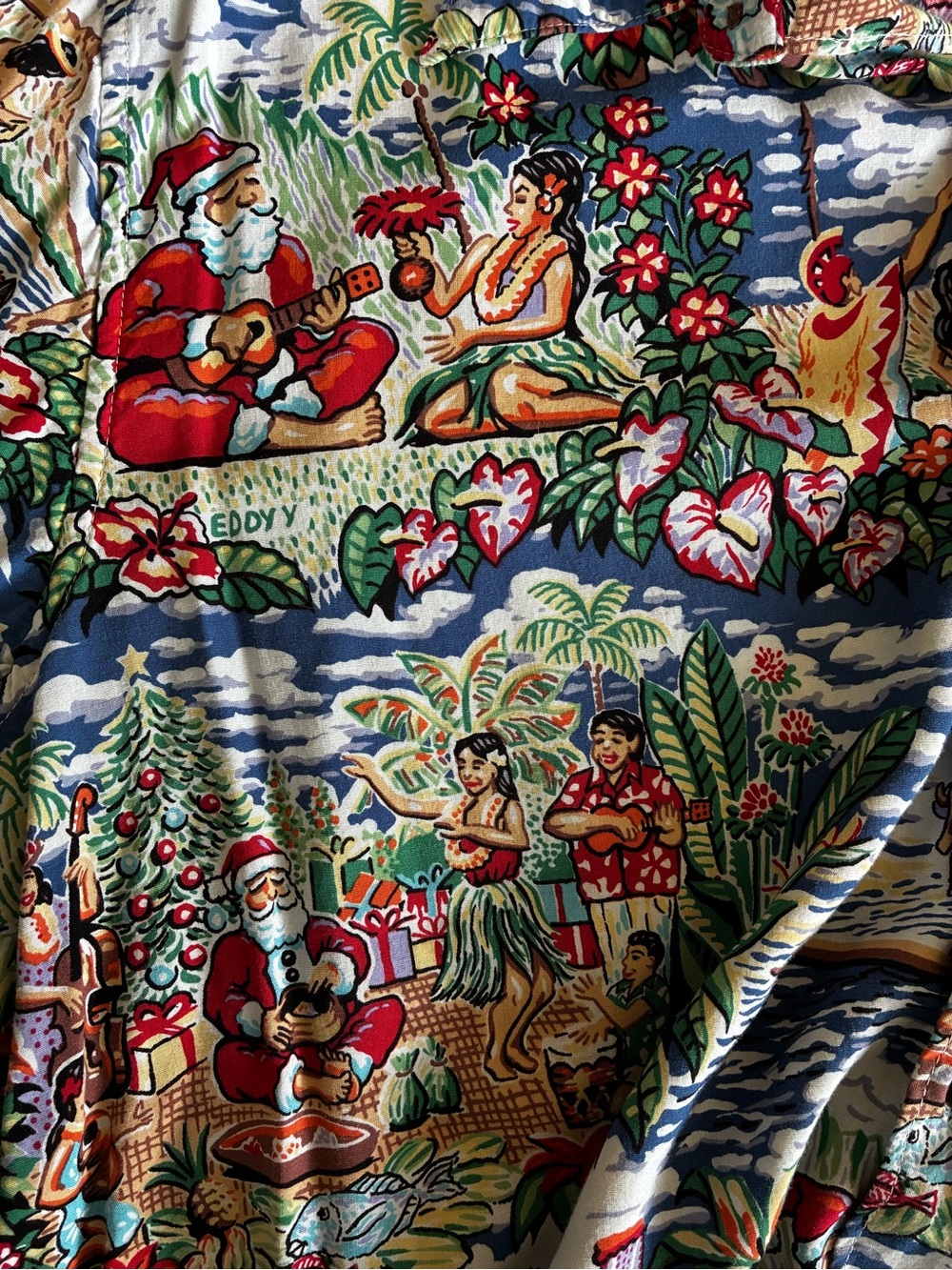 Reyn Spooner Mele Kalikimaka Eddy Y Christmas Hawaiian Shirt L Rayon - Picture 2 of 5